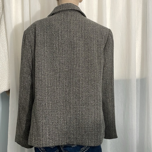 Denver Hayes long sleeve Blazer black and grey tweed look faux pockets size XL - Picture 2 of 5